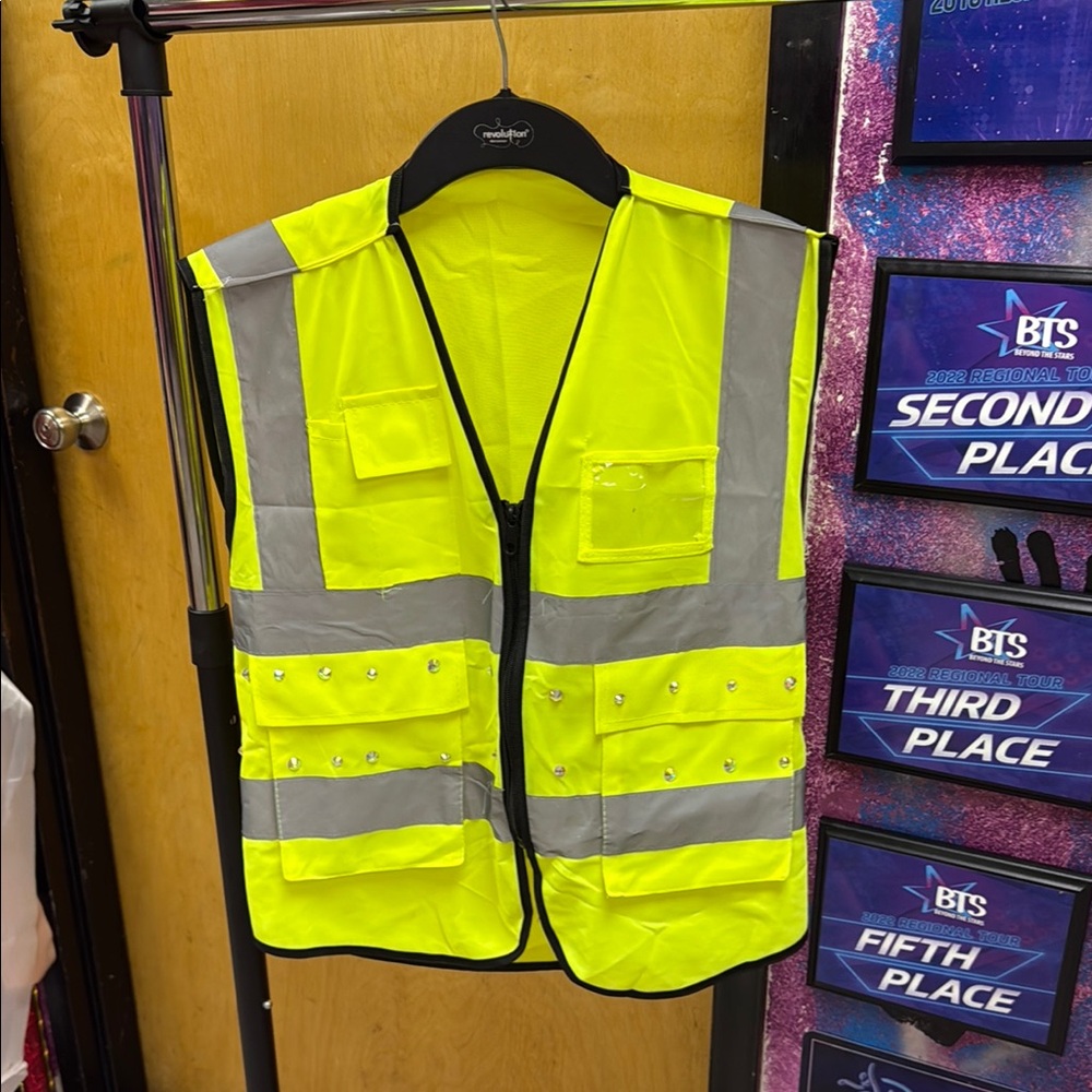 High-Visibility Rhinestones Safety Vest with Reflective Stripes